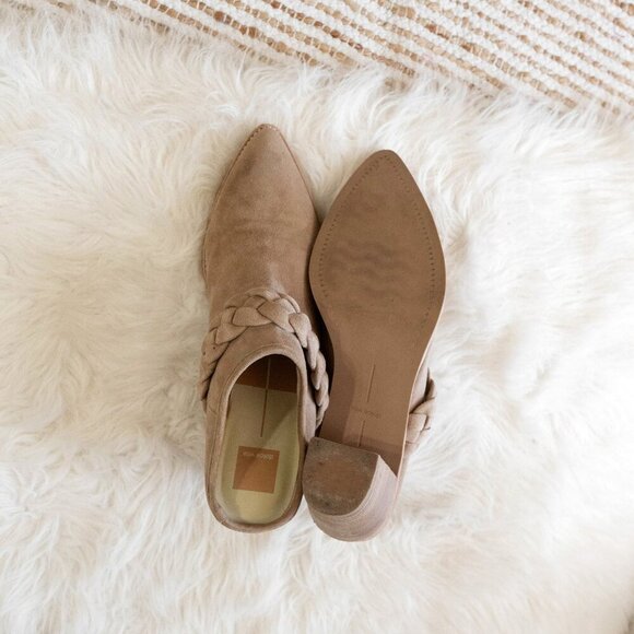 Dolce Vita Serla Sz 11 Tan Suede Pointed Toe Braided Strap Anthropologie - Picture 5 of 7